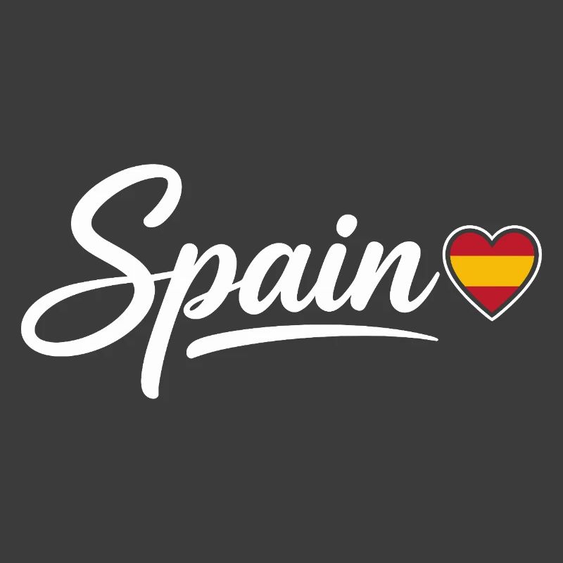Spain Script with Heart Flag Patriotic