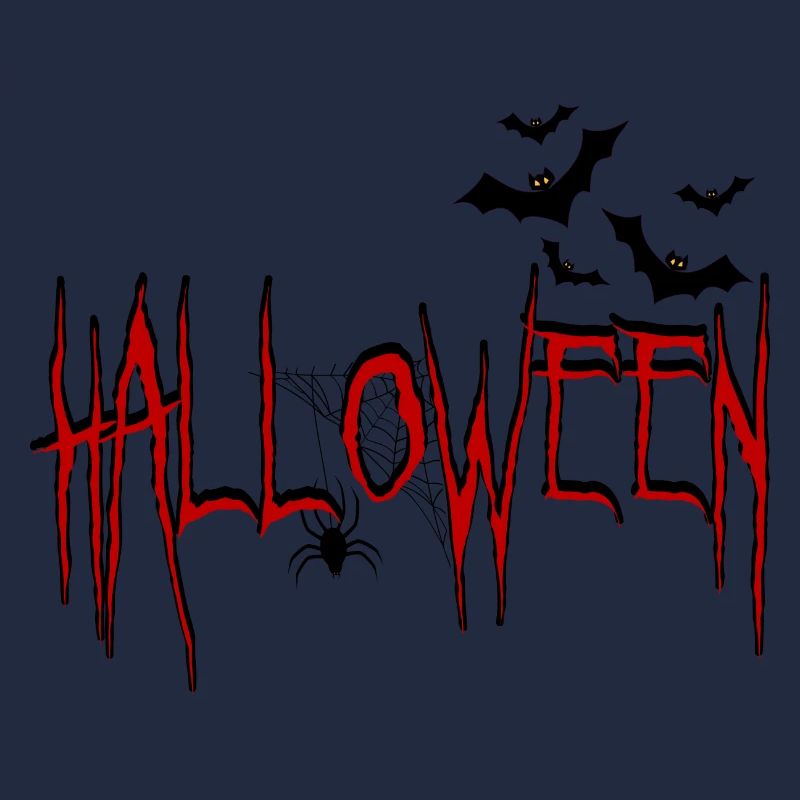 Halloween with Spider and Bat Horror Design