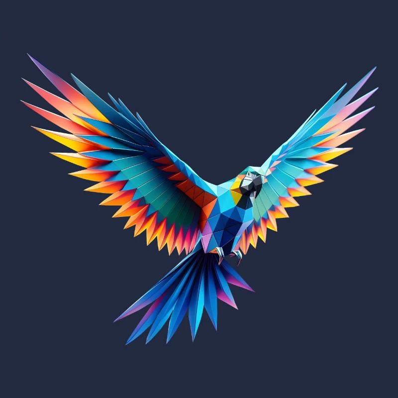 3D geometric multicolor origami parrot