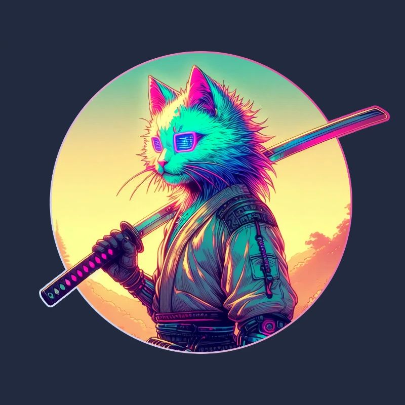 Cyberpunk Cat Samurai Anime