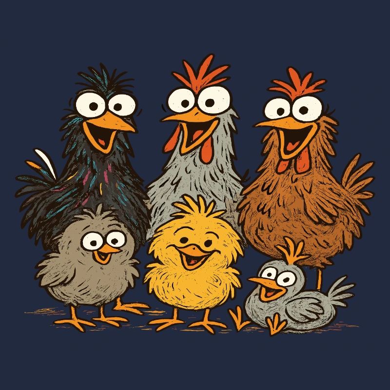 Colorful Chickens Cartoon Pattern