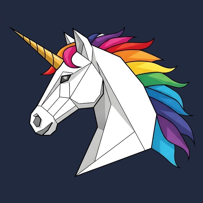 Geometrisches Einhorn mit Regenbogen