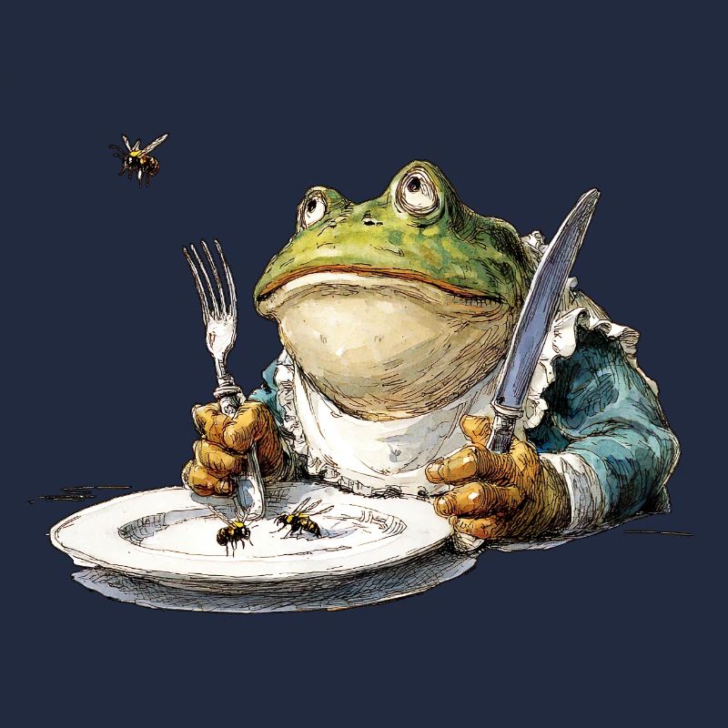 Frosch Galant am Esstisch