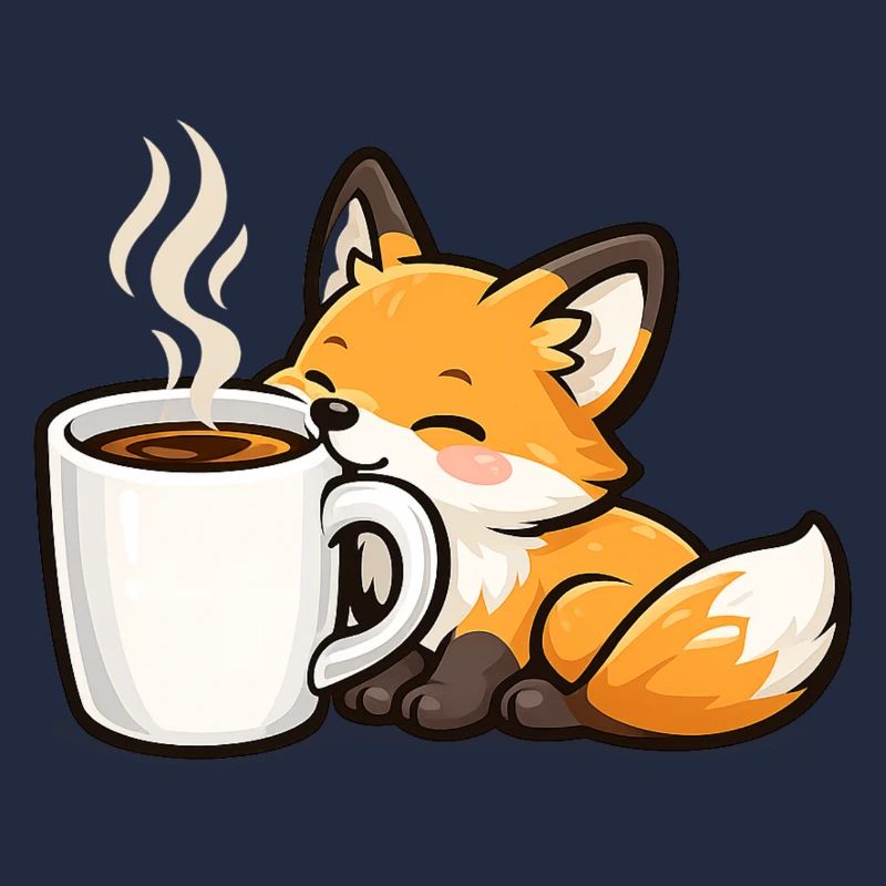 Cuddly fox with coffee