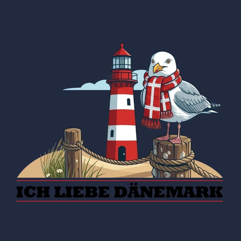 Leuchtturm Möwe mit Schal