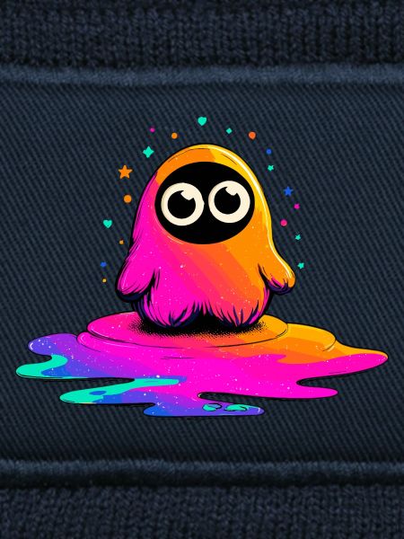 Neon Figur auf Farbklecks
