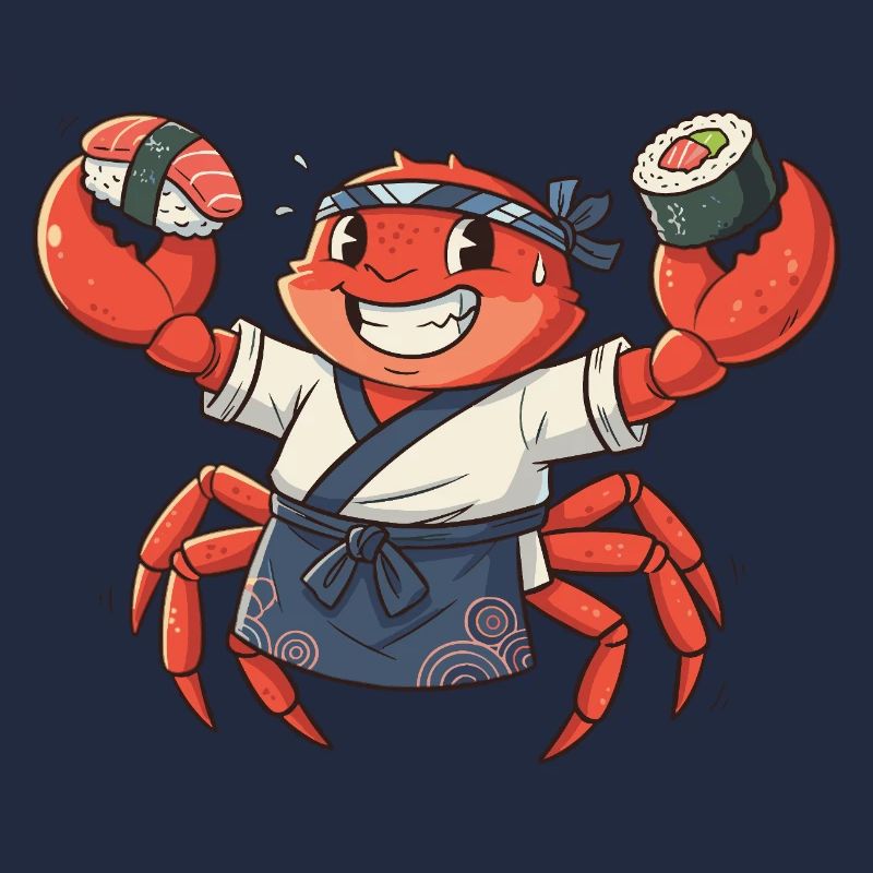 Chef sushi crabe avec coiffe