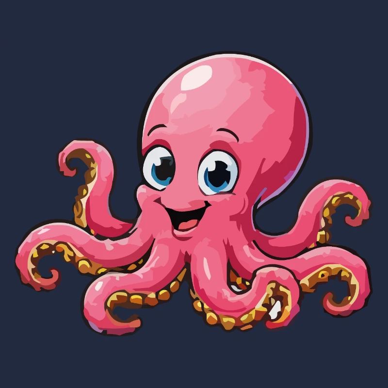 Cuddly Pink Octopus Cartoon