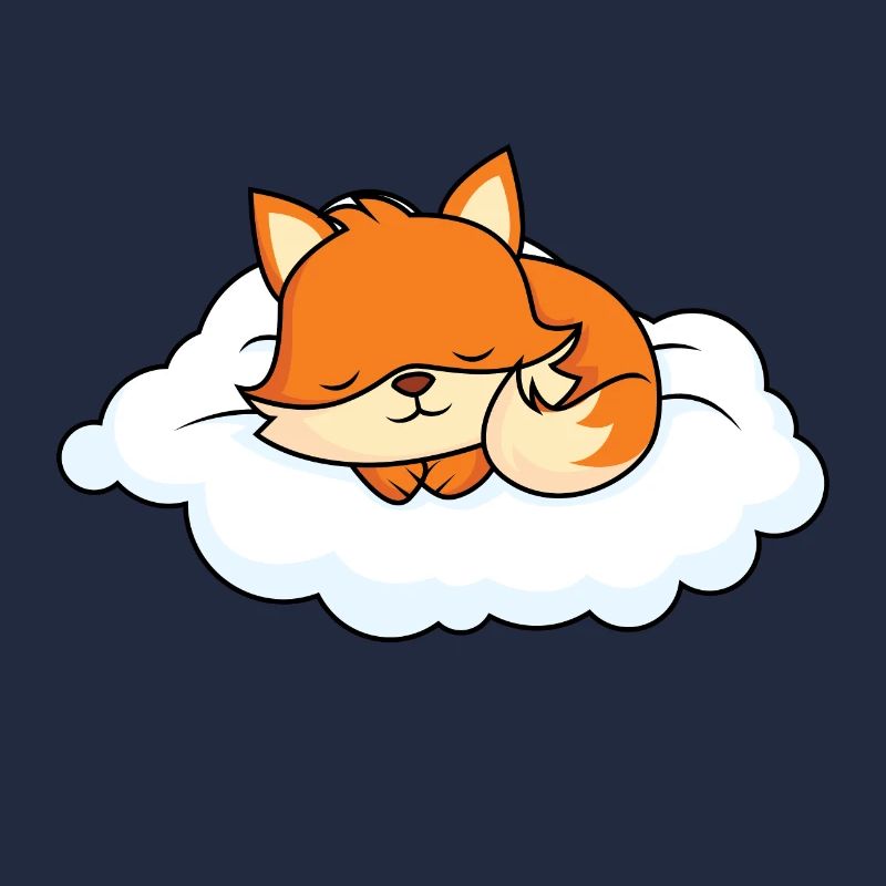 Little fox sleeping on cloud