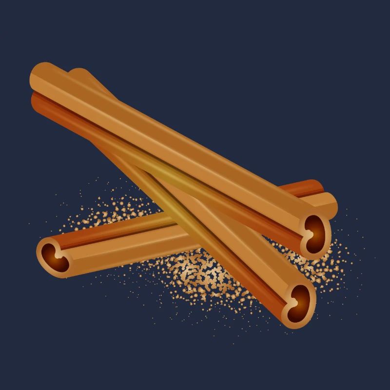 Three nice cinnamon sticks with cinnamon powder