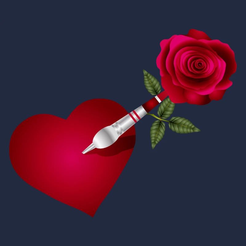 Flèche fléchette avec rose et cœur comme cible