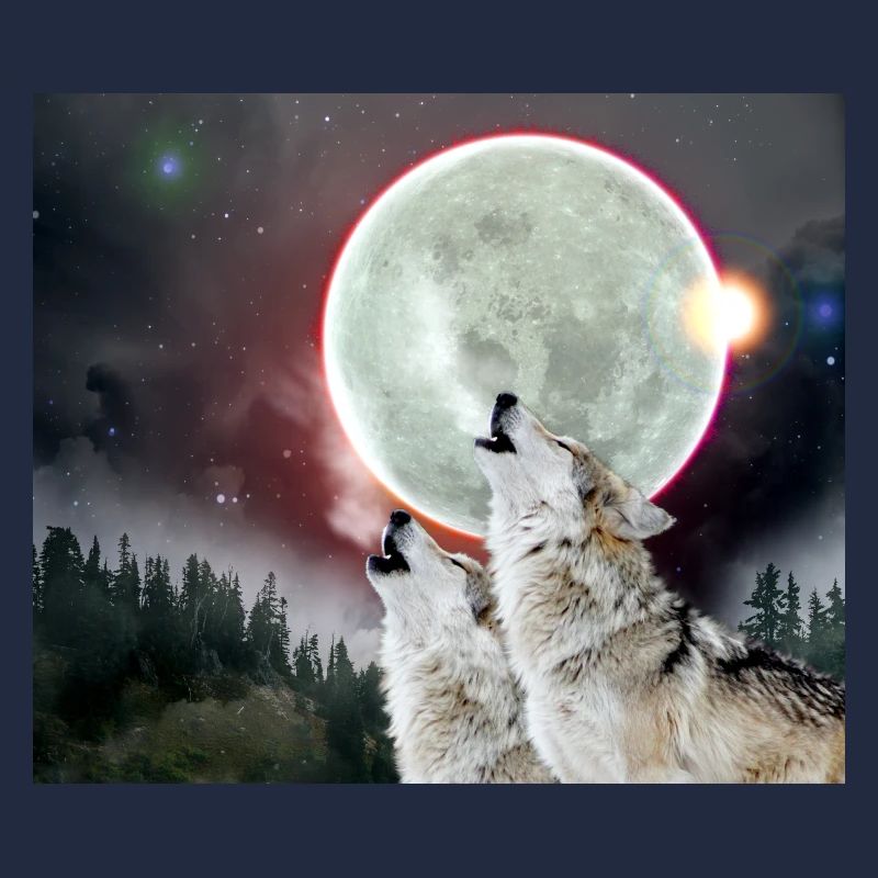 Loups hurlant lune éclipse loup Art