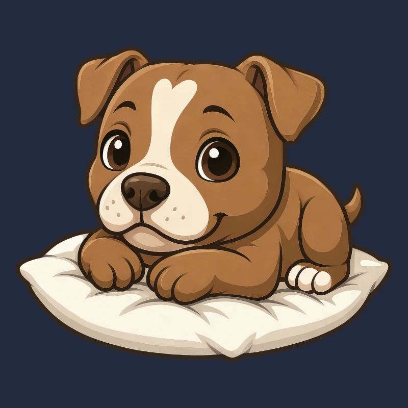 mignon pitbull dessin animé couché câlins relaxant
