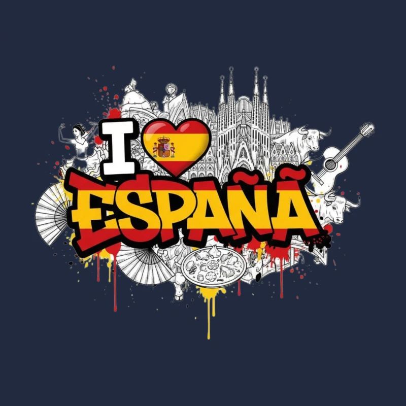 Lebendiges Graffiti Spanien Flagge Liebe Design