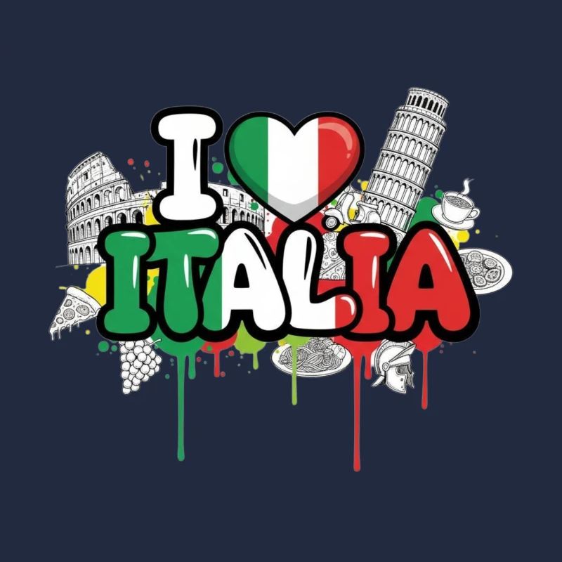 Vibrant Italy flag Love Graffiti Design