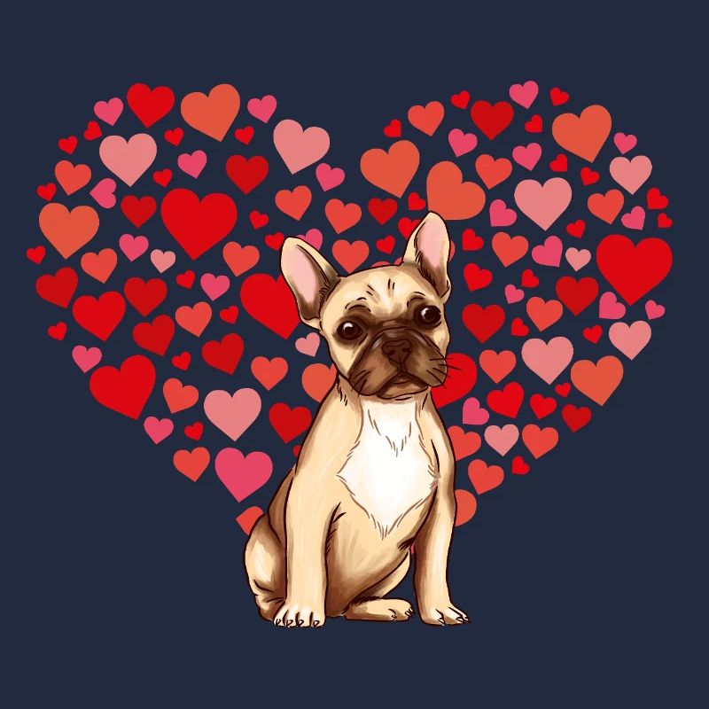 Hund mit Herz-Hintergrund