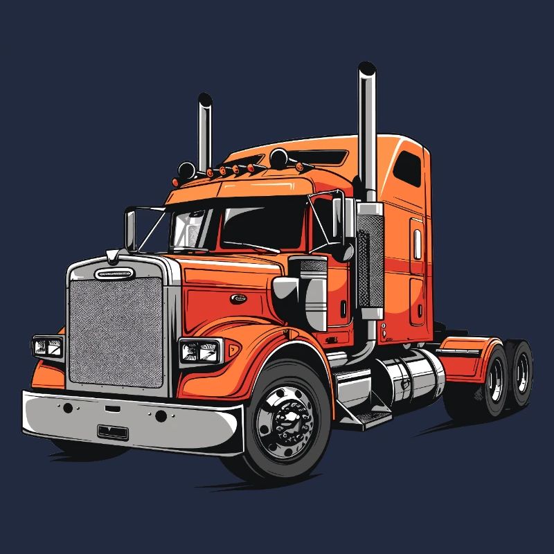 Sattelschlepper Flammenrot Illustration
