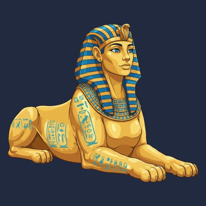 Goldene Sphinx mit Hieroglyphen