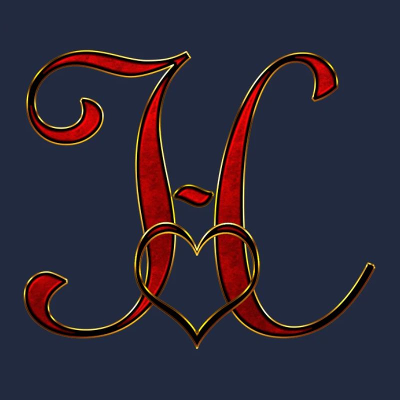 Monogramm H mit Herzrahmen
