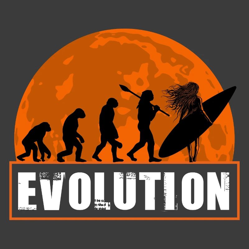 Évolution de la silhouette vintage du coucher de soleil surf