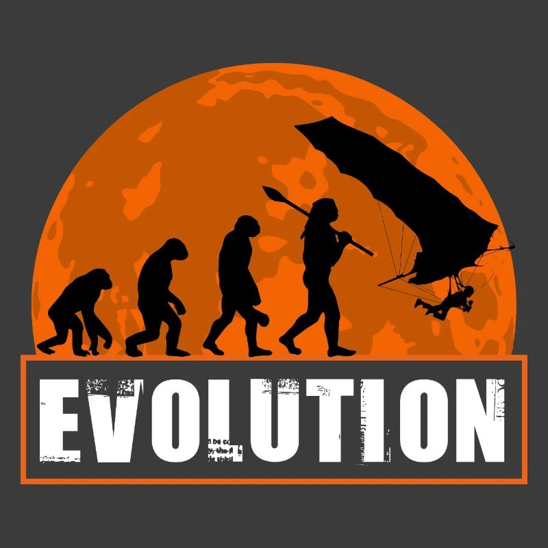 Évolution du design au coucher de soleil de pilote de deltaplane