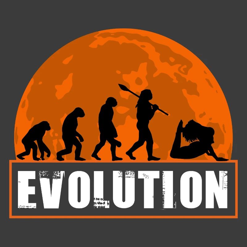 Yoga Evolution Silhouette Sunset Retro