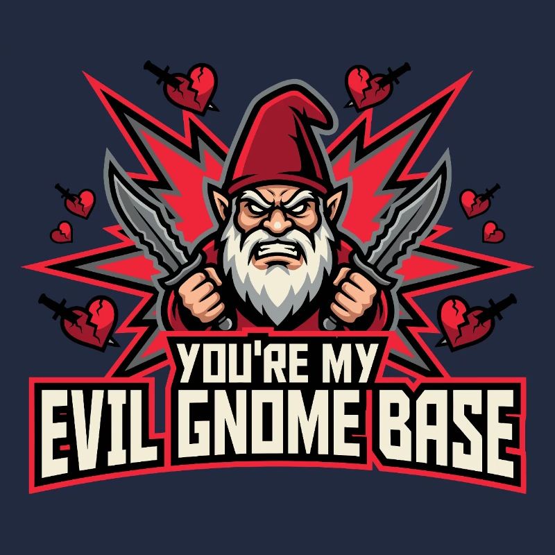 Evil Gnome, Dark Gnome, Goth Gnome, Funny Gnome