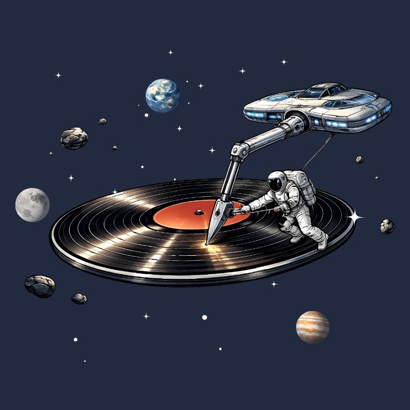 Astronaut as a plate needle in space