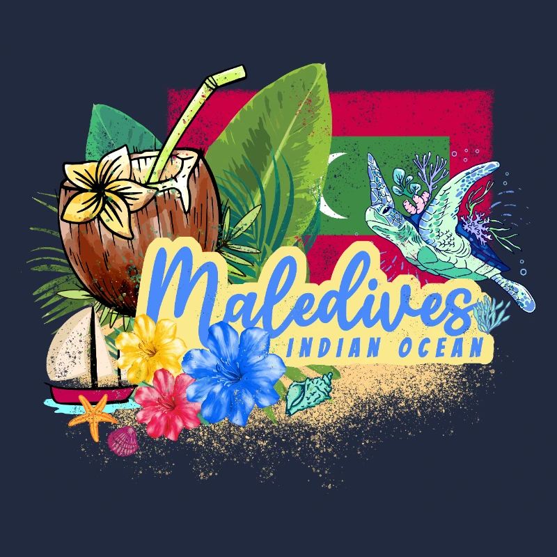 Maldives Turtle Retro Indian Ocean Design