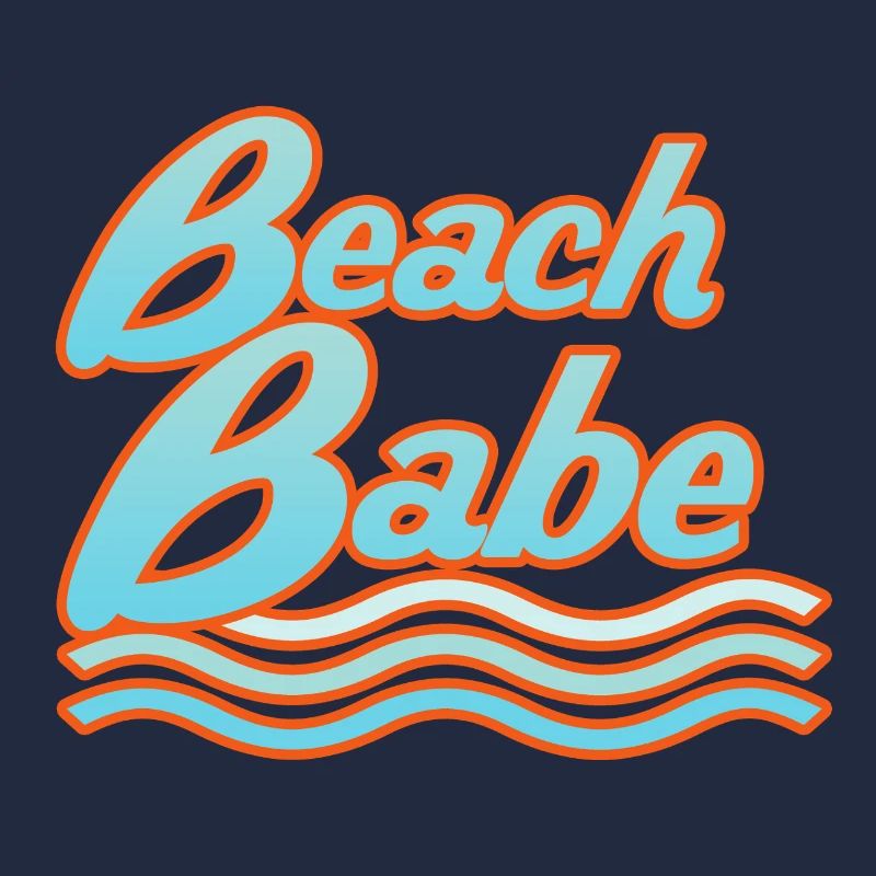 Beach Babe Neon Waves Typography
