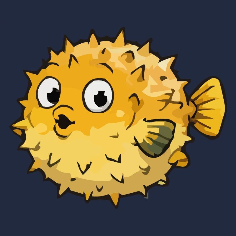 Spherical Puffer Fish Cartoon
