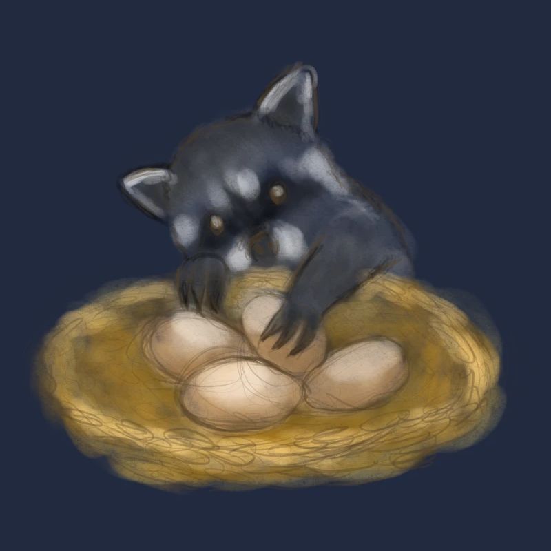 Niedlicher Waschbär-Eierdieb