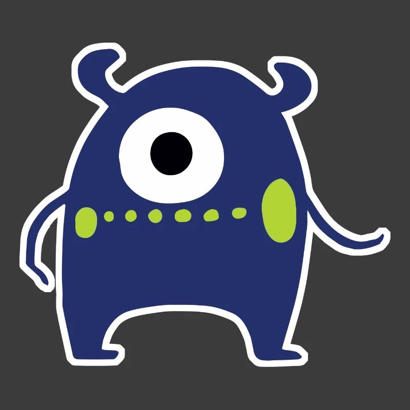 Navy Blue Cyclops Monster | Cute Chibi Alien 
