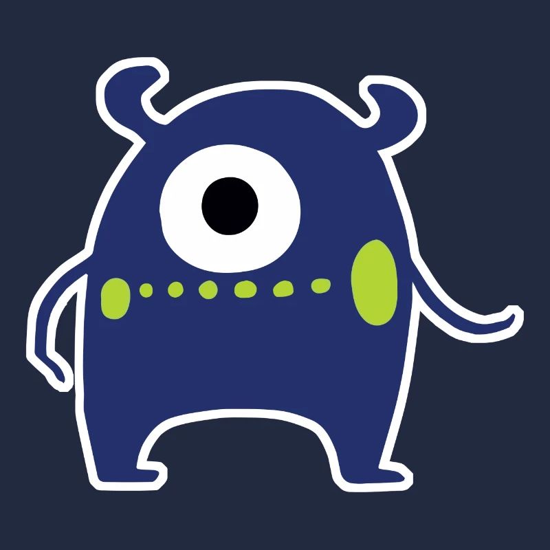 Marineblaues Cyclops-Monster | Niedlicher Chibi-Alien