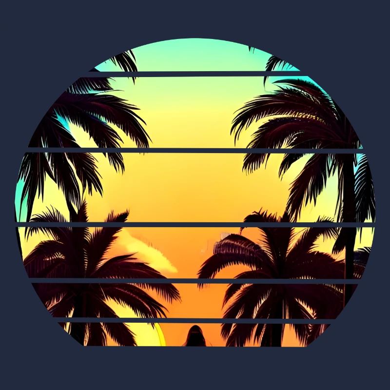 Sunset under palm trees