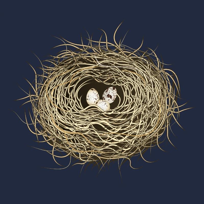 Bird's Nest or Easter Basket with Three Bird Eggs