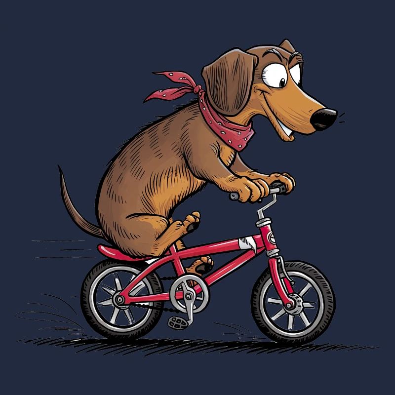 Dachshund with bicycle