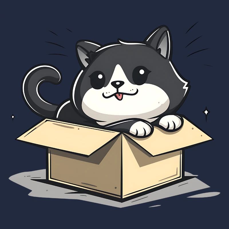 Happy Cat Sitting Inside an Empty Cardboard Box