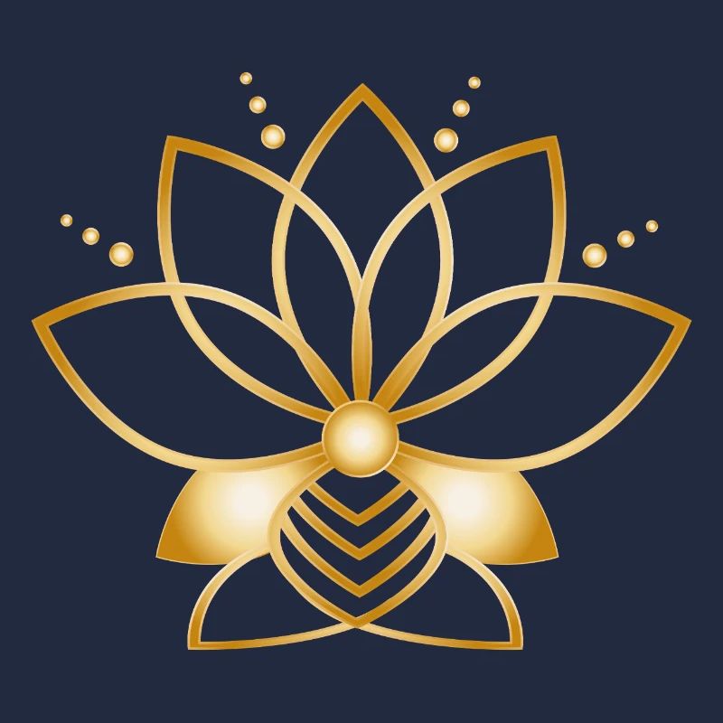 Symbole fleur stylisée dorée minimaliste