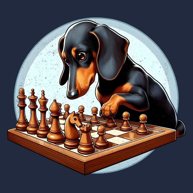 Dackel spielt Schach