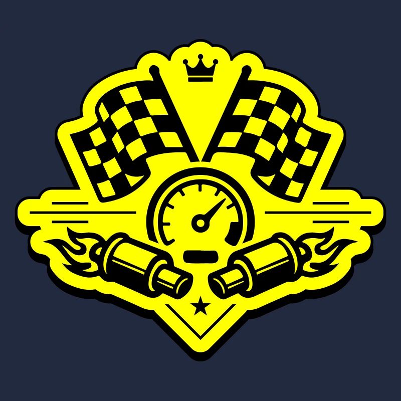 Drapeau de course, compteur de vitesse d'échappement