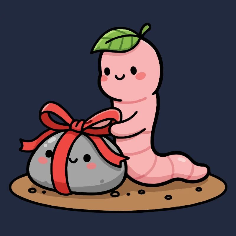 Kleiner Wurm mit Geschenk