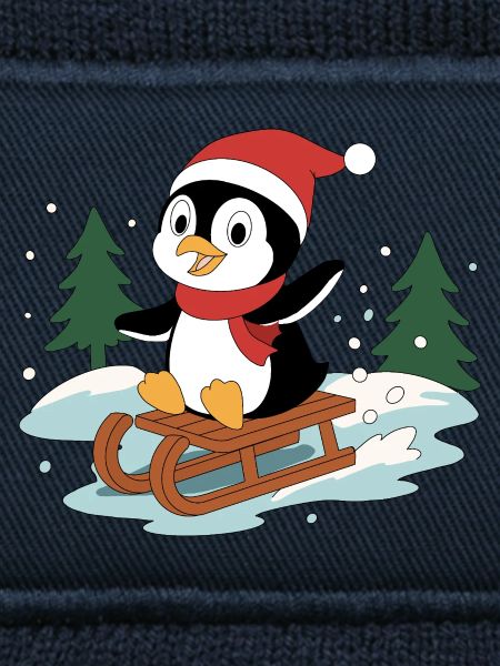 Pinguin Pino auf Schlitten