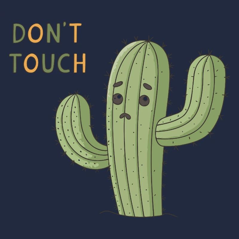 Sad Cactus Warning Don't Touch