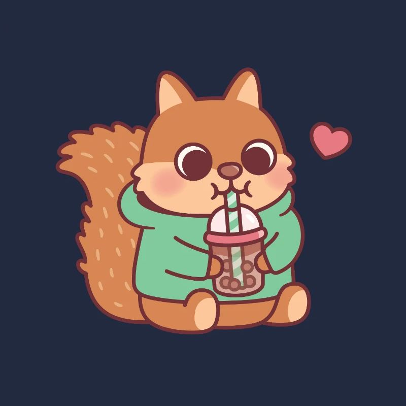 Süßes Eichhörnchen liebt Boba-Tee