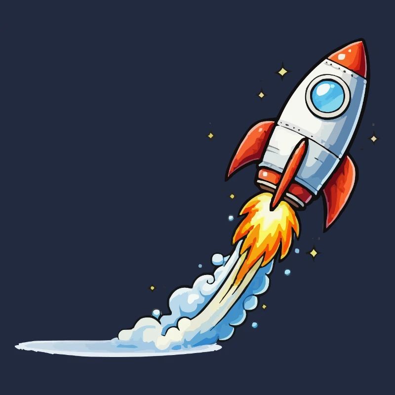 Raketenstart Cartoon-Design