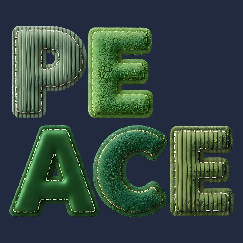 Lettrage nature vert patchwork de paix