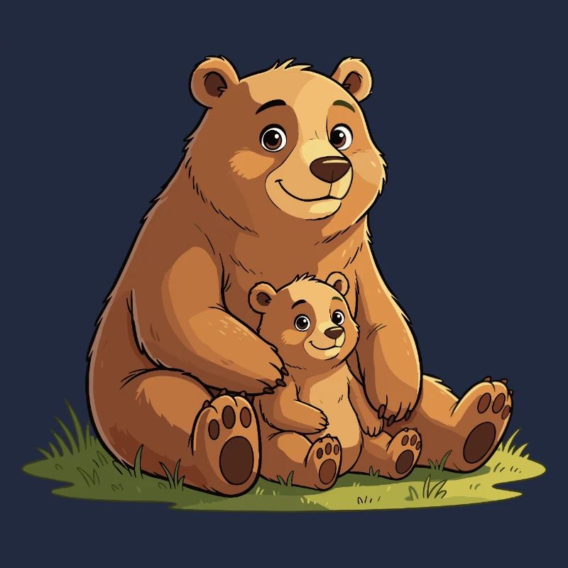 Sanfte Bärenmutter mit Jungem