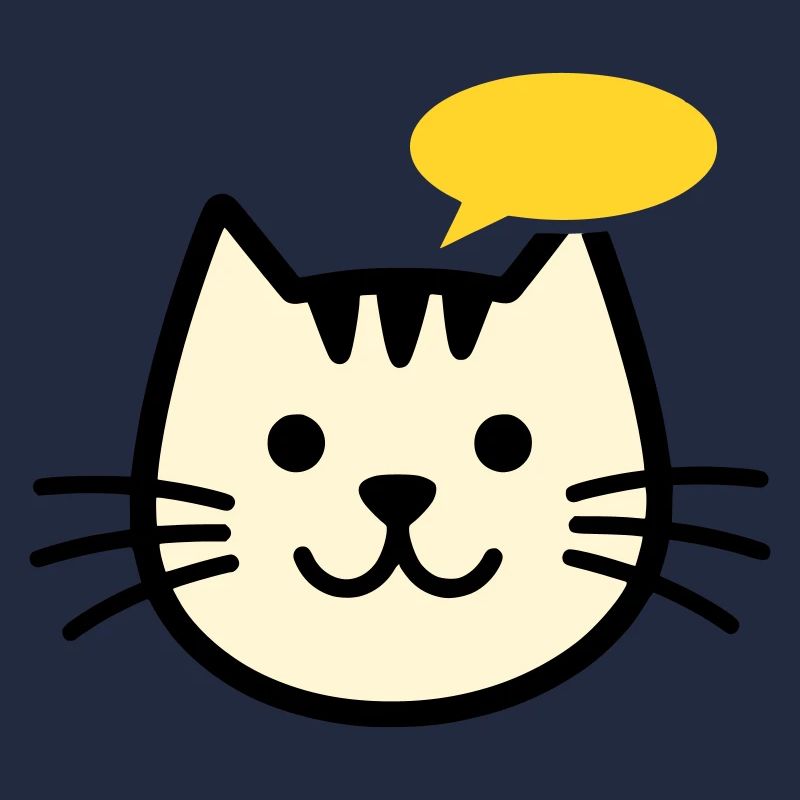 Visage de chat avec bulle de dialogue