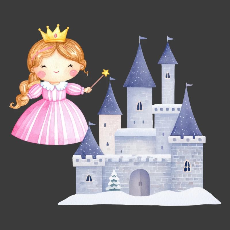 Princesse devant le château de neige